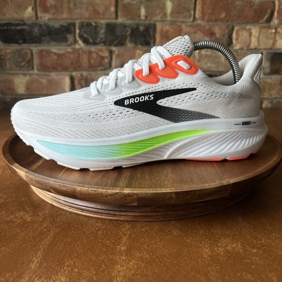 Brooks Ghost 17 Neutral Men's 8 Wide 2E White Multicolor Running Shoes Sneakers